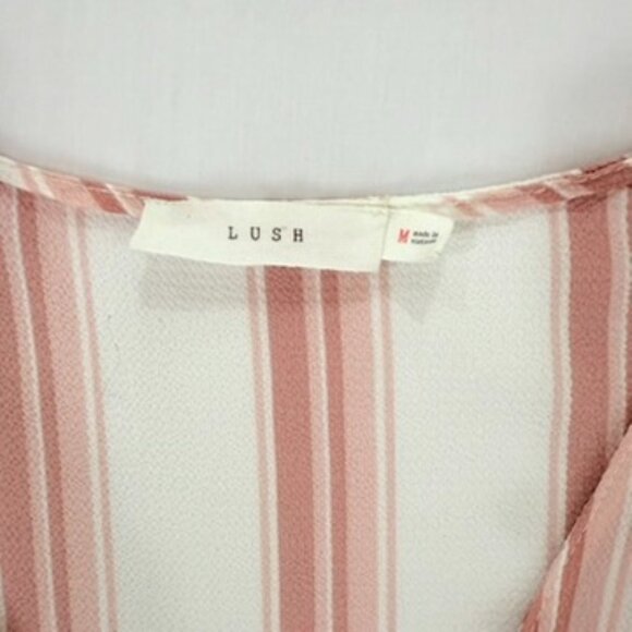 Lush Krisantha Tie-front Blouse Mauve & Cream size Medium Camp Shirt - Picture 6 of 11